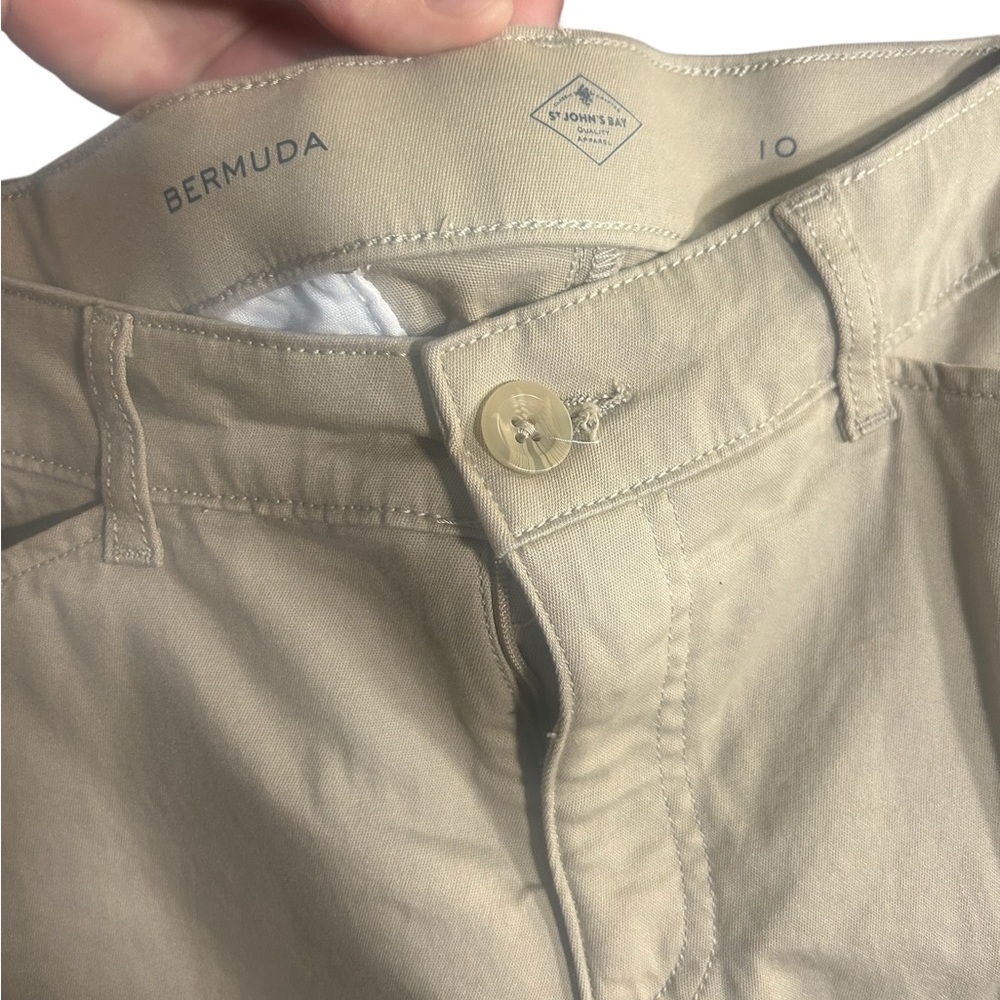 St. John's Bay Women's Tan Bermuda Shorts - Picture 3 of 3
